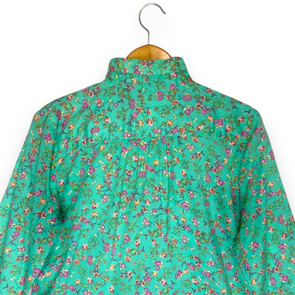 Holding Horses Anthropologie Women's Floral Button Down Shirt Size 6 Green Pink - Picture 4 of 9
